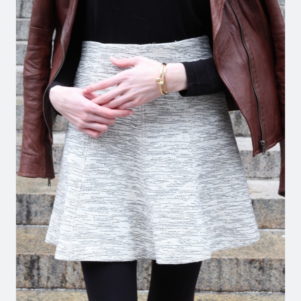 LOFT Black and White Skater Skirt